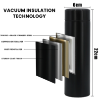 Venta al por Mayor ZREGGUR Taza Térmica Digital Inteligente de 500 ml, Clásica, de Acero Inoxidable 304, Doble Pared, Aislada al Vacío, con Indicador LED de Temperatura, 12-24 h