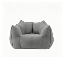 Canapé-lit paresseux tendance en tissu peluche Teddy style crème, avec éponge hautement élastique amovible et lavable, pour salon et balcon