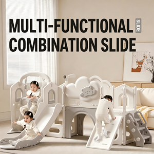 Ensemble de toboggan, balançoire et structure d'escalade en plastique PE pour enfants, équipement de terrain de jeu multifonctionnel pour tout-petits, maternelle et garderie - Product Image 3