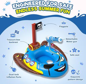 Pirate Ship <b>Inflatable</b> Kids Pool Float with Water Gun for Summer Water Play - Product Image 6