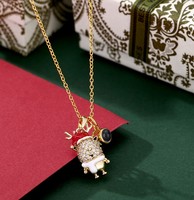 Collier tendance en forme d'oiseau en acier inoxydable plaqué or avec zircon pour les occasions de fête des enfants