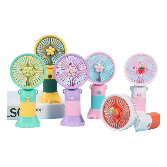 New Fruit Cartoon Foldable Silent Mini Handheld Fan Student Neck Hanging Desktop USB Rechargeable Portable Handheld Small Fan
