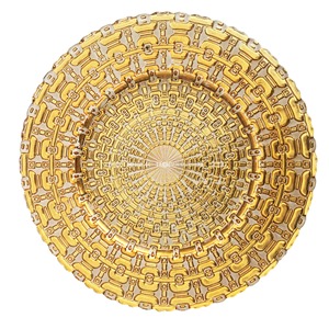 Assiettes de présentation rondes en plastique doré écologiques de 13 pouces, lot de 4 pièces pour la décoration de la maison et des hôtels - Product Image 4