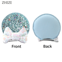 Accessoires de cheveux de voyage pour filles de style européen et américain, brillants, 2,8 pouces, petites oreilles de souris, paillettes, nœud, épingle à cheveux pour bébé