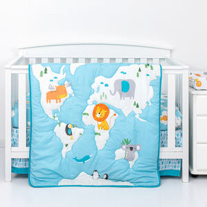 Juego de Ropa de Cuna de 3 Piezas para Niña con Certificación OEKO-TEX100, Temática de Elefantes Azules, Impresión 3D, 100% Algodón Orgánico - Product Image 3