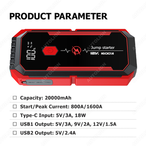 Jump <span class=keywords><strong>Starter</strong></span> 12V Arrancador de batería de coche de alta potencia Banco de energía Multifunción Batería de litio portátil Arrancador de batería de coche - Product Image 2