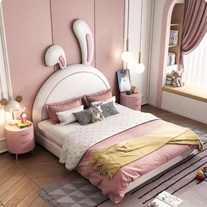 Letto a Forma di Coniglio per Cameretta, Moderno e Minimalista, Trendy Letto Principessa Rosa per Bambine, Letto Cartoon con Orecchie di Coniglio per Bambini - Product Image 2