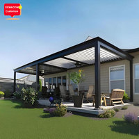 3x7m 6x4m OEM Açık Hava Pergola Motorlu Ayarlanabilir Panjurlu Alüminyum Biyoklimatik Kamelya Çatı Pergola, Arka Bahçe Oazisi için