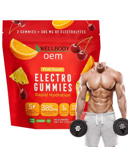Suplemento de culturismo de hidratación rápida WELLBODY con logotipo personalizado vegano Electro Gummy con sabor <span class=keywords><strong>natural</strong></span> OEM para adultos - Product Image 1