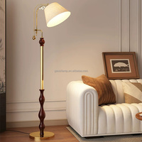 Lampe sur pied à bras articulé de style européen moderne avec abat-jour en tissu beige et base LED E27 pour la décoration du bureau et du salon