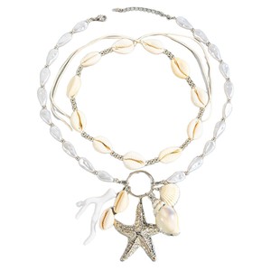 Collana <span class=keywords><strong>con</strong></span> Ciondolo a Forma di Stella Marina in Conchiglia <span class=keywords><strong>con</strong></span> Perla Sintetica e Catena in Bambù Esagerata per Donne - Regalo - Product Image 5