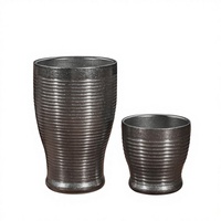 YolecenVintage Tasse à thé sous vide rétro en acier inoxydable 304, anti-brûlure, grande capacité, design rayé pour barbecue, fondue, bière