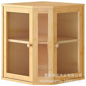 Wooden bread storage <b>box</b> with <b>glass</b> lid, double-layer food storage <b>box</b>, solid wood kitchen snack <b>box</b> - Product Image 2