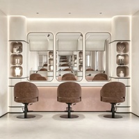 Station de travail pour salon de coiffure, mobilier de salon de beauté, design d'intérieur personnalisé pour salon de coiffure, personnalisation complète de la pièce, décoration de magasin