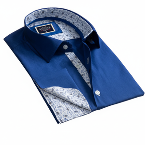 เสื้อเชิ้ตเดรสสีน้ำเงินแบบกระดุมข้อมือฝรั่งเศส คุณภาพสูง - Product Image 2