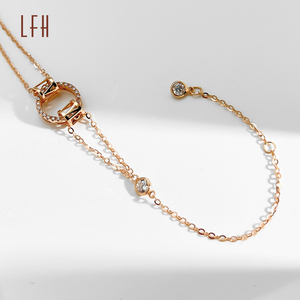 Pulsera de Cadena Circular de Doble Capa con Circonitas en Oro Rosa Simple y Elegante para Mujer, Joyería de Oro de 18k Real - Product Image 4