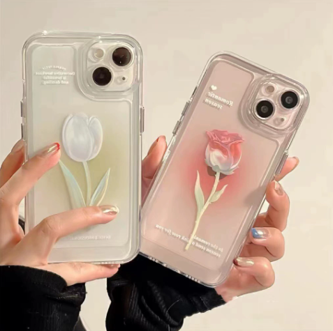 New Cute Cartoon Flower Print Soft TPU Anime Phone Case Shockproof Phone Case for iPhone 17 16 15 Pro Max 14 13 12 11 XS Max XR