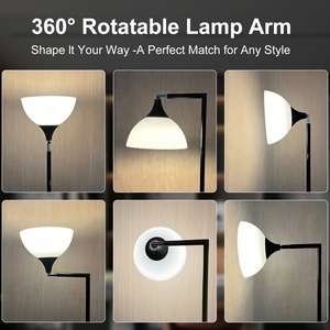 360 Swivel Timeless Metal LED Office Floor Lamp <b>Remote</b> <b>Control</b> Dimmable Shade Unbreakable Bulb <b>Replaceable</b> Heavy Duty Base - Product Image 5