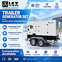 Groupe électrogène diesel LEX Cummins monté sur remorque, 50 à 500 kVA, 4 temps, refroidi par eau, 50 Hz, 1500 tr/min, pour usage industriel et fourniture d'usine