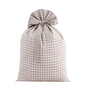 Sacs de Noël en toile à carreaux et à pois, grande capacité, personnalisables, avec cordon de serrage, sacs cadeaux de Noël pour enfants, vente en gros - Product Image 5