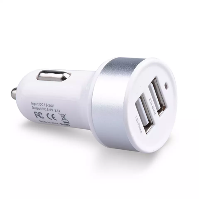 Fast Charging Mini Metal Dual USB 5V 2.1A 10W Car Charger Adapter for Camera & Earphone