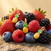 Pendentif Breloque Fruitée Ananas Fraise Pastèque en Émail, Bijoux en Acier Inoxydable Plaqué Or 18K, Vente en Gros pour Femmes