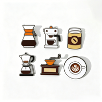 Badge personnalisé en émail souple, motif moulin à café, bouilloire à café, tasse, sac, barista, style punk, pour revers, collection café, cadeau