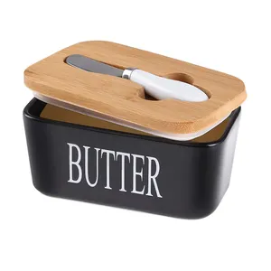 सिरेमिक चाकू और Countertop के लिए ढक्कन के साथ वायुरोधी मक्खन पकवान मक्खन कंटेनर बॉक्स मक्खन पकवान