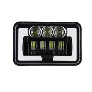 Atubeix 4x6" inch LED Headlight High Low Beam DRL Amber Turn Signals Angel Eyes Projector for Pickup Truck