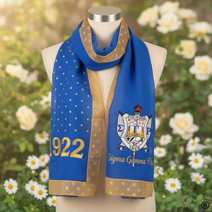 Écharpe longue en polyester bleue et blanche avec lettres grecques ZPB 1920, inspirée de la sororité Delta <span class=keywords><strong>Sigm</strong></span> Theta, cadeau personnalisé - Product Image 6