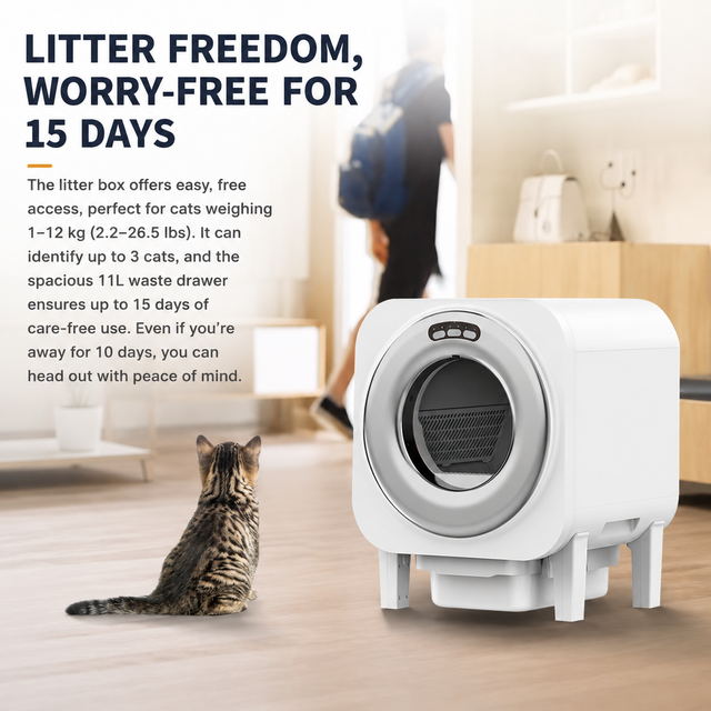 Self Cleaning Automatic Cat Litter Box for Multiple Cats with Infrared Sensor APP Control and Odor Elimination