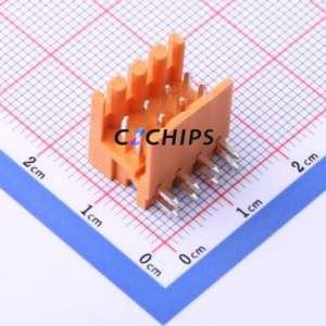 KF2EDGER-3.5-2*4P Plug-in Terminal Block Bent Lead Through Hole,P=3.5mm Connector Board-to-Board / Socket Open 2x4P 3.5mm Orange - Product Image 1