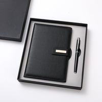 Ensemble carnet et stylo A5 personnalisable de haute qualité, cadeaux promotionnels exquis pour entreprises, journal en cuir noir pour hommes