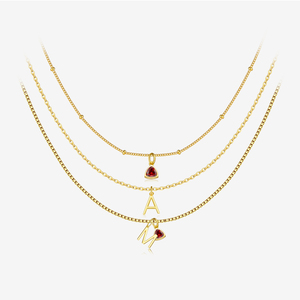 FUAMAY kalung huruf DIY perak Sterling 925 mode kalung jimat huruf liontin batu kelahiran DIY perak S925 berlapis emas 18K - Product Image 1