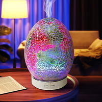 Diffuseur d'arômes ultrasonique en verre mosaïque avec LED multicolores, diffuseur d'huiles essentielles, humidificateur à brume froide pour la maison, l'extérieur et l'hôtel