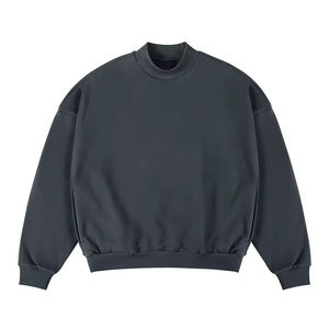 Pull durable à manches longues pour hommes Pull surdimensionné en coton Boxy col montant épaule tombante Logo personnalisé Pull pour un usage quotidien - Product Image 2