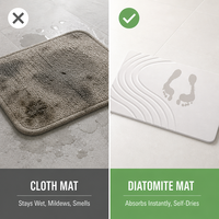Tapis de douche antidérapant à séchage rapide, super absorbant, design ondulé, en terre de diatomée, tapis de bain en pierre pour sol de salle de bain