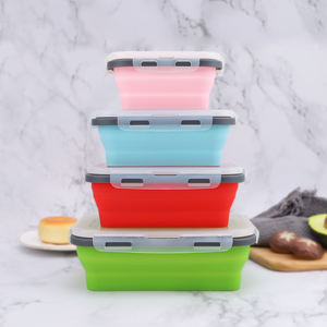 <span class=keywords><strong>กล่อง</strong></span>เบนโตะซิลิโคนเกรดอาหาร4แพ็คแบบพับได้ฝาปิดช่องเดียวเข้าไมโครเวฟได้<span class=keywords><strong>ส</strong></span>ำหรับเก็บอาหาร - Product Image 3