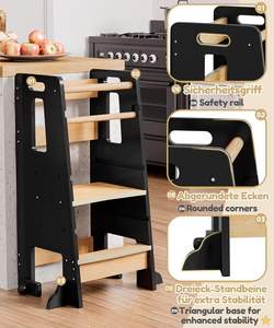 Tour d'apprentissage Montessori à partir <span class=keywords><strong>de</strong></span> 1 an, tour d'apprentissage réglable en hauteur sur 3 niveaux avec <span class=keywords><strong>protection</strong></span> contre <span class=keywords><strong>l</strong></span>'inclinaison, solide - Product Image 5