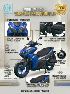 Scooter à essence 125cc au design sportif, norme Euro 5, moteur 4 temps EFI, avec frein à disque CBS pour adultes, idéal pour les trajets urbains - Product Image 2