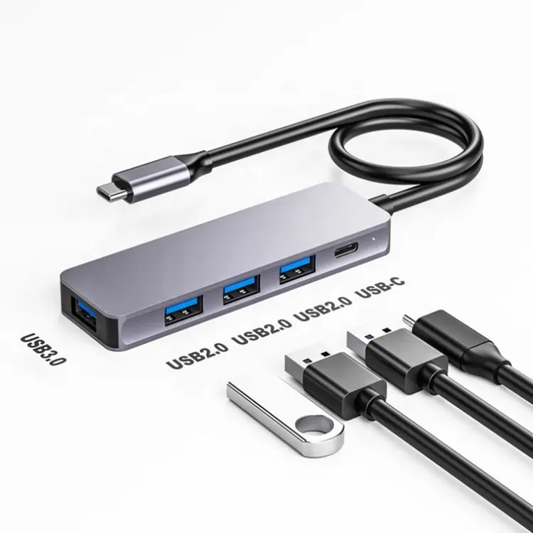 Aluminum 5 in 1 Multi Function Adapter Type C 3.0 USB Hub docking station with PD charger for Mac iPad PC