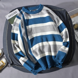 Suéter de punto a rayas azul y blanco para <span class=keywords><strong>hombre</strong></span> y mujer, ropa unisex, venta al por mayor - Product Image 3