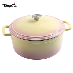 Promotion : <span class=keywords><strong>Cocotte</strong></span> <span class=keywords><strong>en</strong></span> <span class=keywords><strong>fonte</strong></span> émaillée de 26 cm (4,7 QT) avec couvercle pour cuisine et restaurants – Construction métallique - Product Image 4