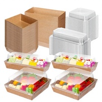Boîte à gâteau transparente dorée avec logo personnalisé en relief, en carton recyclé, adaptée aux aliments, pour desserts et mousses
