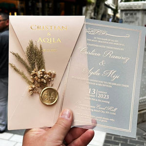 <span class=keywords><strong>Invitation</strong></span> élégante de Quinceaera en acrylique givré clair avec enveloppe assortie et autocollant de sceau de cire - Product Image 2