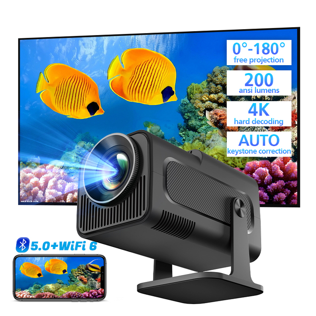 Hotack HY320MIN Portable 4K Mini Projector Smart Android Wireless Mobile Phone Proyector LED LCD for Outdoor Use