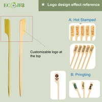Brochettes en bambou jetables de 6 pouces, manche plat, bâtonnets de barbecue écologiques, pics à nourriture en bois pour kebab, fruits, viande, taille et logo personnalisés