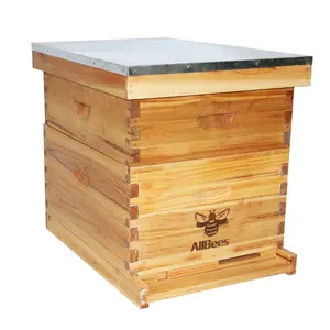 Kit alveare 20 telai completi Langstroth Bee House con 1 Deep 1 Medium Hive Boxs, immerso in 100% cera d'api