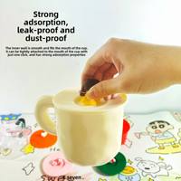 Couvre-tasse en silicone de qualité alimentaire, dessin animé, universel, anti-poussière, résistant à la chaleur, couvercle d'étanchéité pour tasses en céramique, verre, tasses à thé