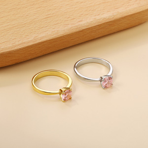 แหวนเพชรทรงเรขาคณิตสำหรับผู้หญิง สแตนเลสสตีล สไตล์มินิมอล ใส่ได้ทุกวัน - Product Image 4